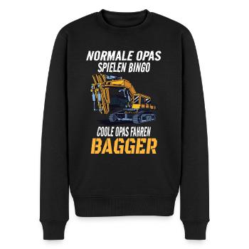 Baggerfahrer Opa Großvater Spruch Humor Bagger - Männer Premium Bio Pullover - Schwarz - Vorne - Nico (187cm)