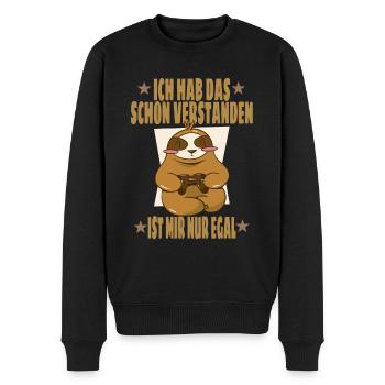Gaming Faultier Gamer Spruch Humor Sarkasmus - Männer Premium Bio Pullover - Schwarz - Vorne - Nico (187cm)