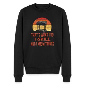 Grillen Griller Spruch Humor Grill Geschenkidee - Männer Premium Bio Pullover - Schwarz - Vorne - Nico (187cm)