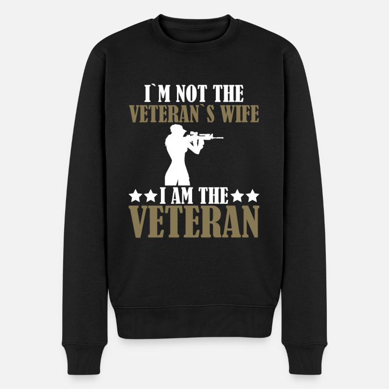 Veteran Frau US Army Mädchen - Männer Premium Bio Pullover - Schwarz