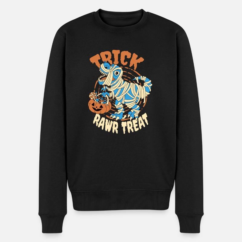 Halloween Dinosaurier Trick Rawr Treat - Männer Premium Bio Pullover - Schwarz