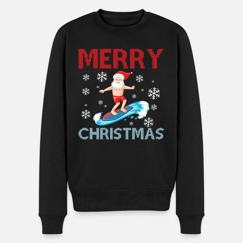 Joyeux Noël - Surfing Santa Claus - Pull Premium bio Homme - noir