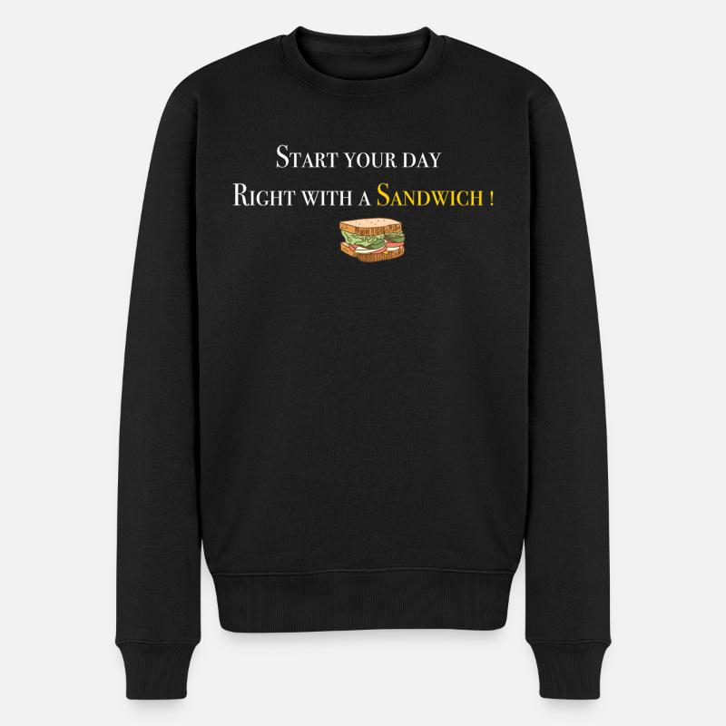 Start with Sandwich 2 - Männer Premium Bio Pullover - Schwarz