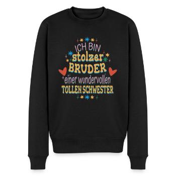 Geschwister Geschenkidee Ich Bin Stolzer Bruder - Männer Premium Bio Pullover - Schwarz - Vorne - Nico (187cm)