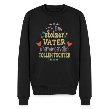 Papa Tochter Geschenkidee Ich Bin Stolzer Vater - Männer Premium Bio Pullover - Schwarz - Vorne - Nico (187cm)