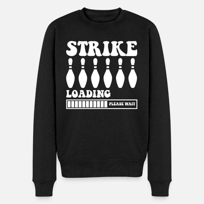Strike Loading Bitte Warten - Bowling - Männer Premium Bio Pullover - Schwarz
