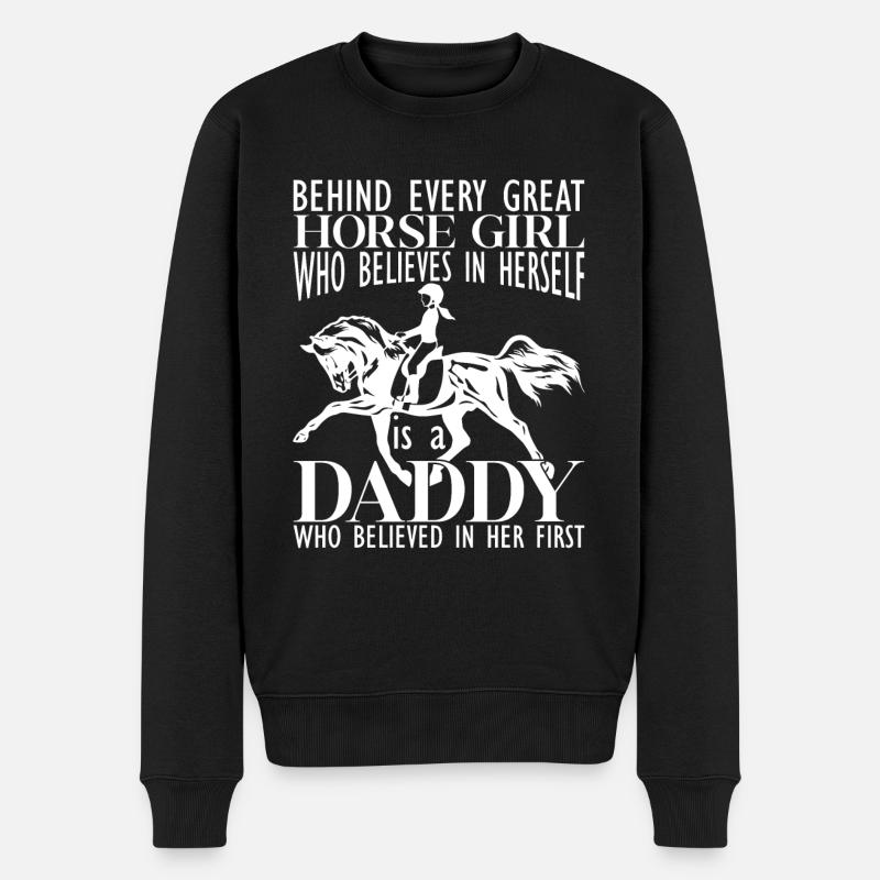 Hinter Jedem Großen Pferdemädchen - Pferd - Männer Premium Bio Pullover - Schwarz