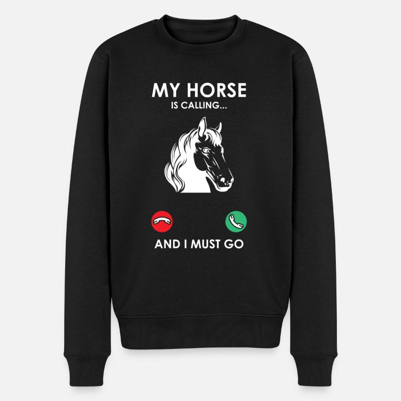 Mein Pferd Ruft Und Ich Muss Gehen - Pferd - Männer Premium Bio Pullover - Schwarz