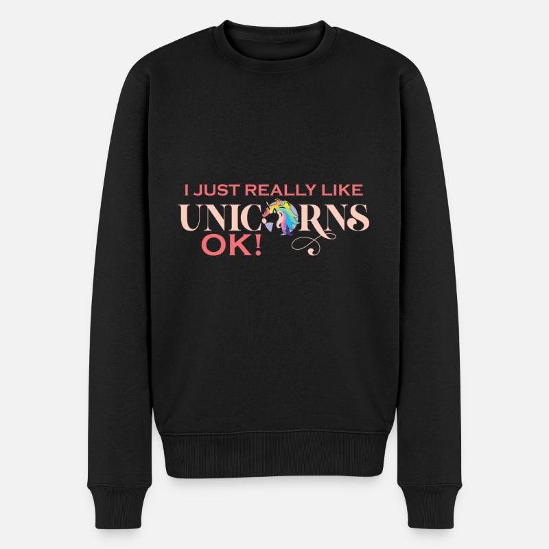 Ich Mag Einhörner Einfach Wirklich Einhörner Ok - Männer Premium Bio Pullover - Schwarz