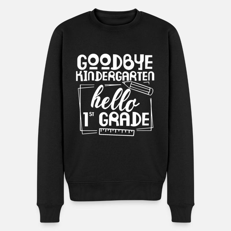 Auf Wiedersehen Kindergarten Hallo 1. Klasse - Männer Premium Bio Pullover - Schwarz