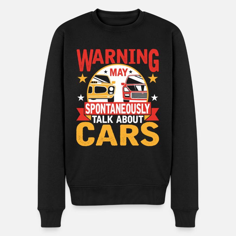 Advarsel kan spontant tale om biler - Økologisk premium-sweatshirt til mænd - sort