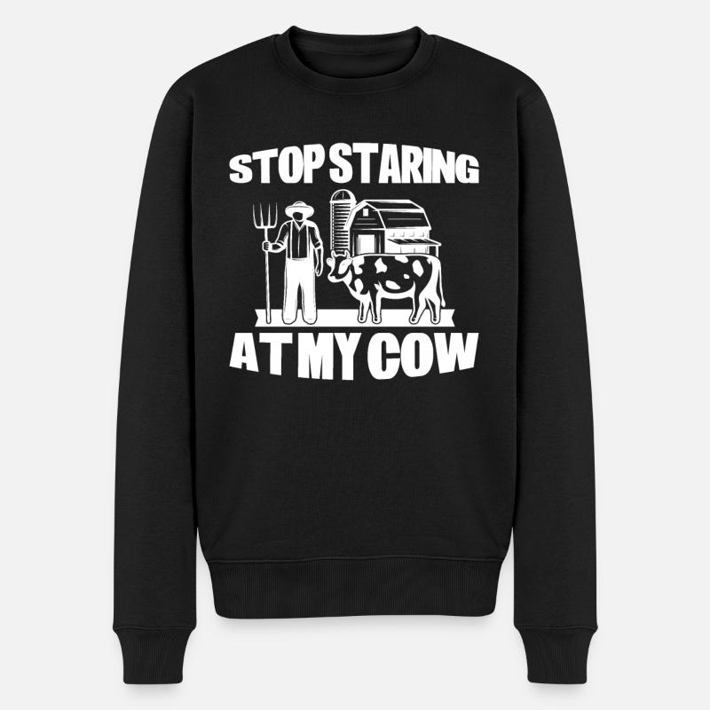 Starrt Nicht Auf Meine Kuh - Männer Premium Bio Pullover - Schwarz