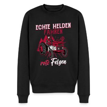 Trecker Traktor Echte Helden Fahren Rote Felgen - Männer Premium Bio Pullover - Schwarz - Vorne - Nico (187cm)