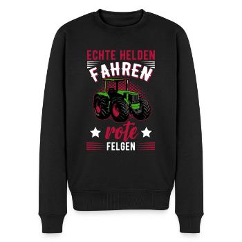 Landwirt Traktor Echte Helden Fahren Rote Felgen - Männer Premium Bio Pullover - Schwarz - Vorne - Nico (187cm)