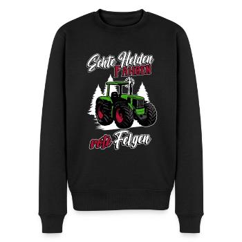Landwirt Traktor Echte Helden Fahren Rote Felgen - Männer Premium Bio Pullover - Schwarz - Vorne - Nico (187cm)
