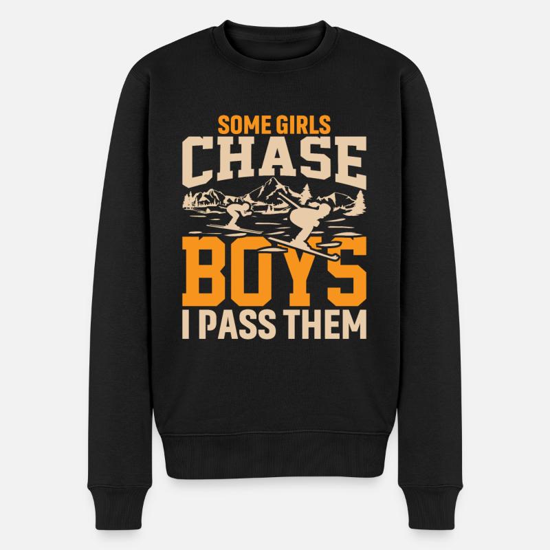 Manche Mädchen Jagen Jungen Ich Fahre Vorbei - Männer Premium Bio Pullover - Schwarz