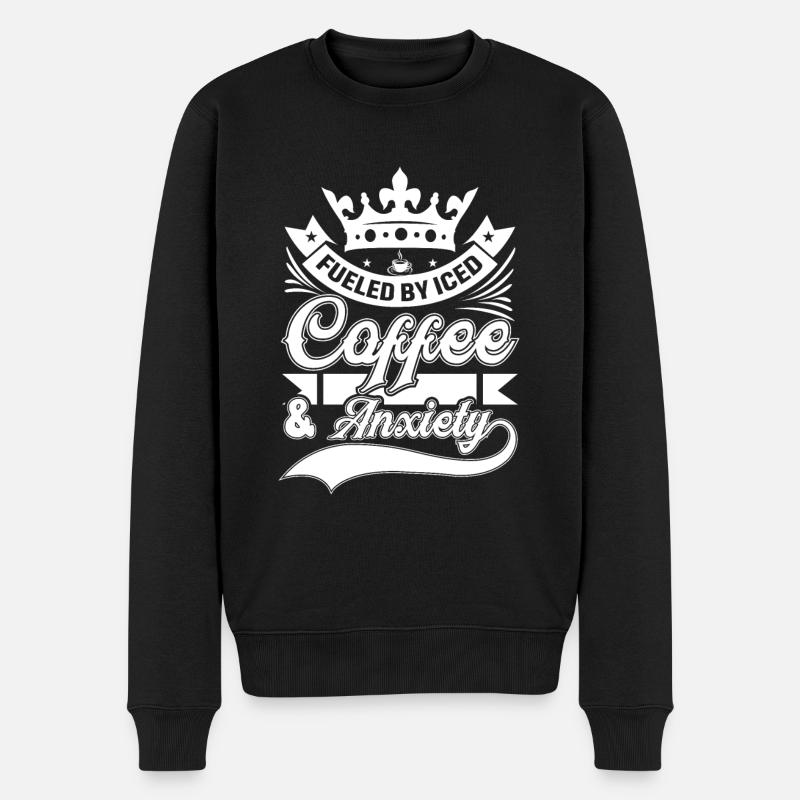 Von Eiskaffee Und Angst Getrieben - Männer Premium Bio Pullover - Schwarz
