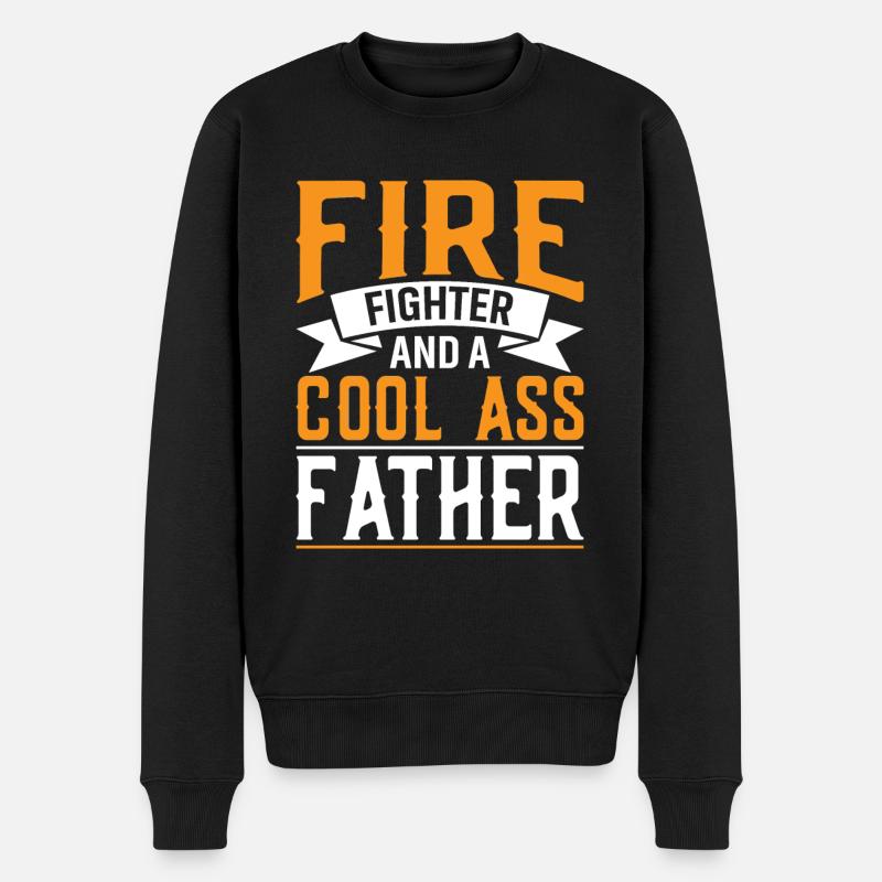Pompier et papa cool - Pull Premium bio Homme - noir