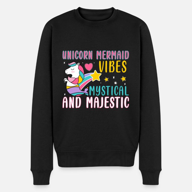 Einhorn Meerjungfrau Mystisch Und Majestätisch - Männer Premium Bio Pullover - Schwarz