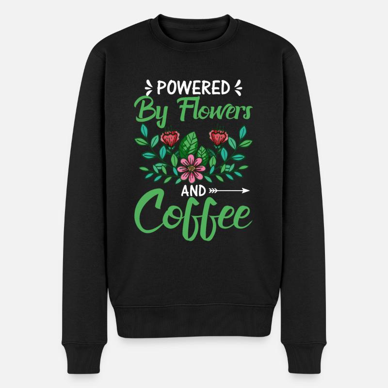 Powered by Blumen Und Kaffee - Männer Premium Bio Pullover - Schwarz