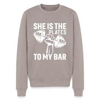 Sie Ist Die Platte Zu Meinen Barren - Männer Premium Bio Pullover - Taupe - Vorne - Nico (187cm)