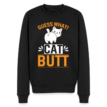 Guess what! Cat butt - Men's Premium Organic Jumper - black - Front - Nico (187cm)