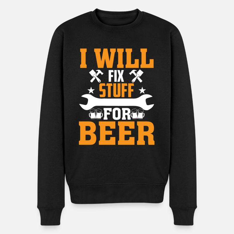 Ich Repariere Sachen Für Bier - Männer Premium Bio Pullover - Schwarz