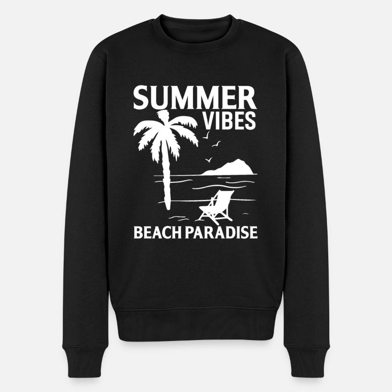 Ambiance estivale Plage paradisiaque - Pull Premium bio Homme - noir