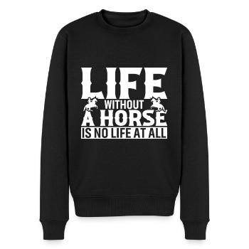 Ein Leben ohne Pferd ist überhaupt kein Leben - Männer Premium Bio Pullover - Schwarz - Vorne - Nico (187cm)