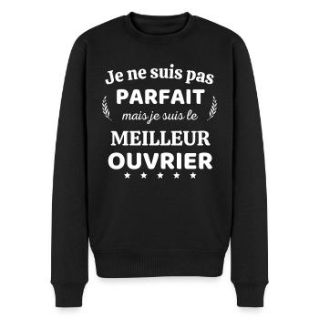 Je suis pas parfait je suis le meilleur ouvrier - Pull Premium bio Homme - noir - Devant - Nico (187cm)