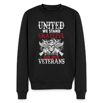 Vereint stehen wir und sind dankbar für unsere Veteranen. - Männer Premium Bio Pullover - Schwarz - Vorne - Nico (187cm)