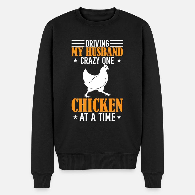 Meinen Mann in den Wahnsinn treiben, ein Huhn nach dem anderen - Männer Premium Bio Pullover - Schwarz