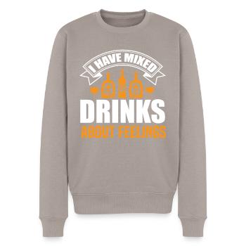 J’ai des boissons mitigées sur les sentiments. - Pull Premium bio Homme - taupe - Devant - Nico (187cm)