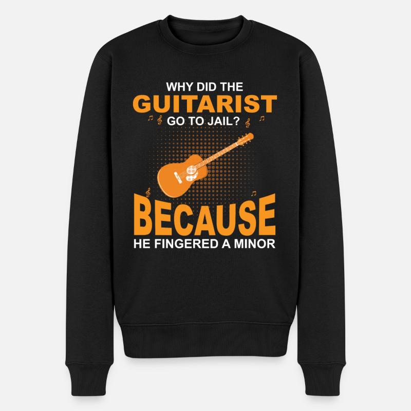 Warum ging der Gitarrist ins Gefängnis? Weil er Finge - Männer Premium Bio Pullover - Schwarz