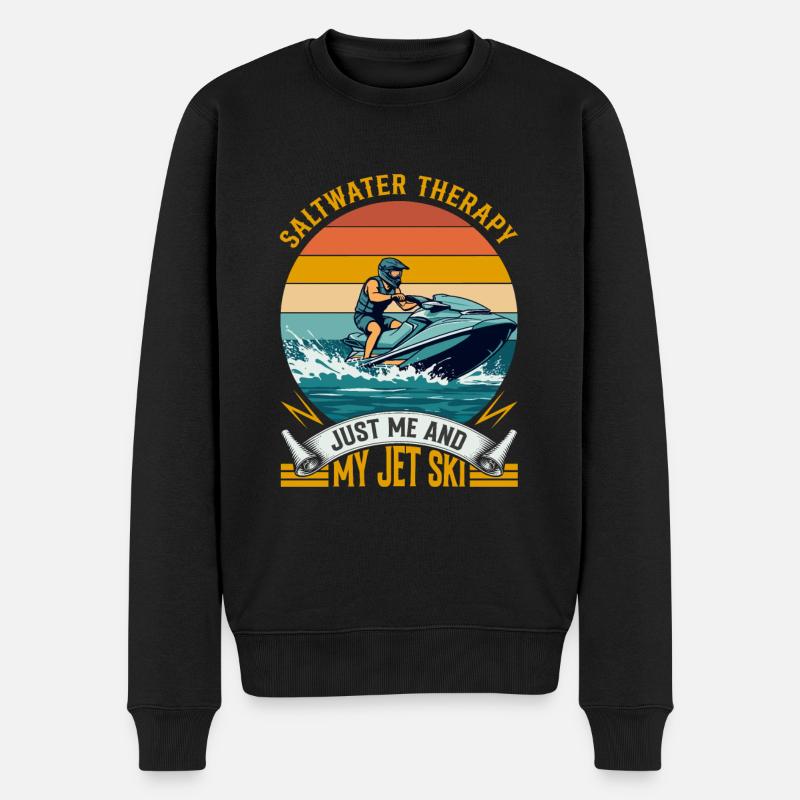 Salzwassertherapie: nur ich und mein Jetski. - Männer Premium Bio Pullover - Schwarz