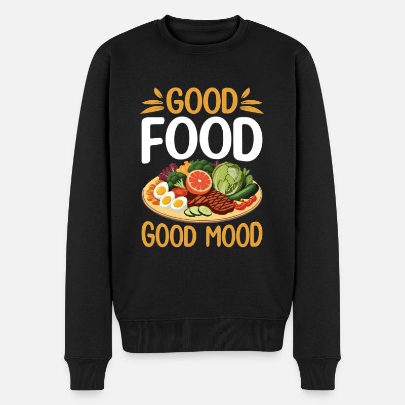 Bonne bouffe = Bonne humeur. - Pull Premium bio Homme - noir