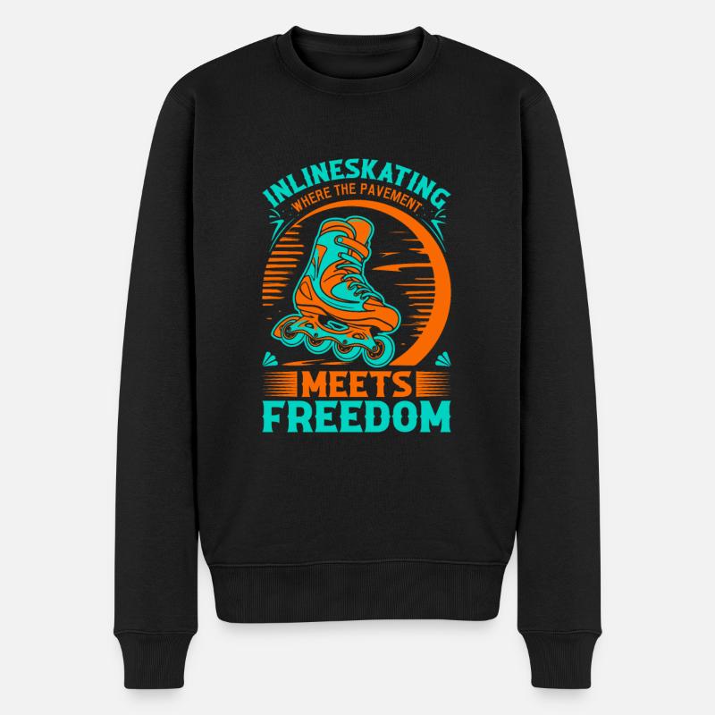Inlineskating: Wo der Bürgersteig auf Freiheit trifft. - Männer Premium Bio Pullover - Schwarz