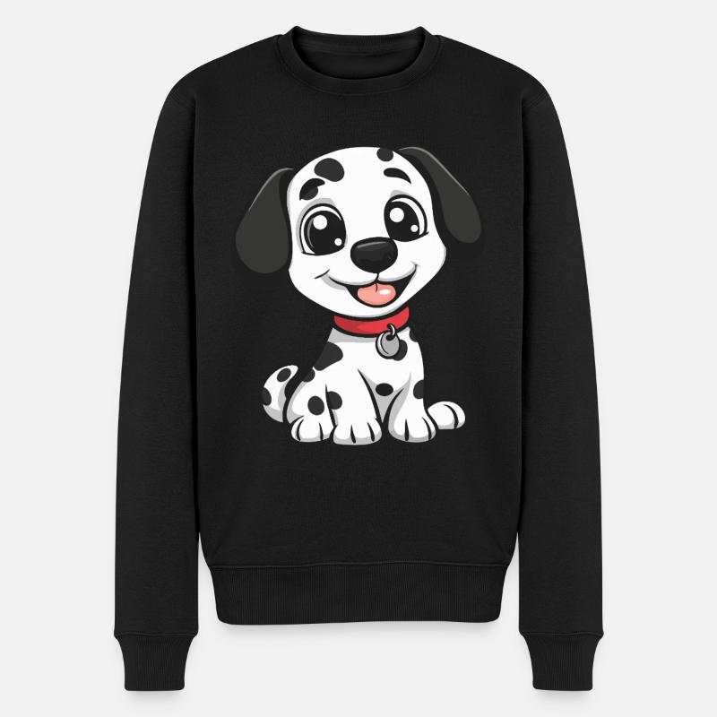 Dalmatiner Hund Niedlich - Männer Premium Bio Pullover - Schwarz