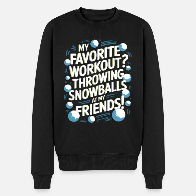 Mein Lieblingstraining? Schneebälle auf meine Pommes werfen - Männer Premium Bio Pullover - Schwarz