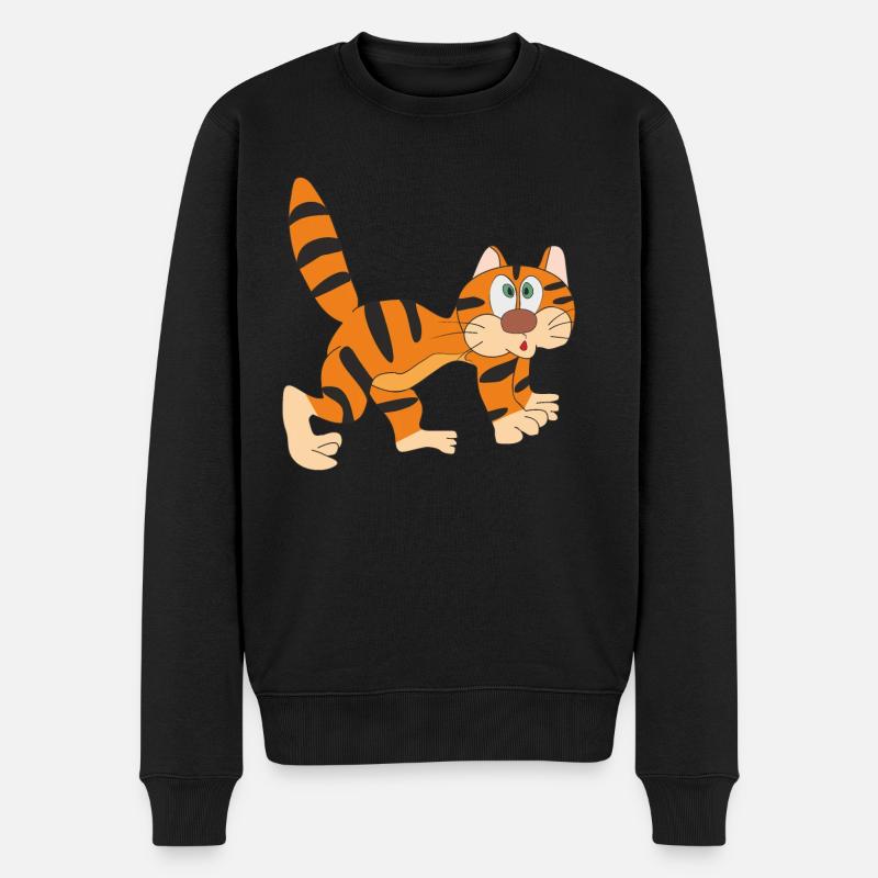 lustige Katze - Männer Premium Bio Pullover - Schwarz