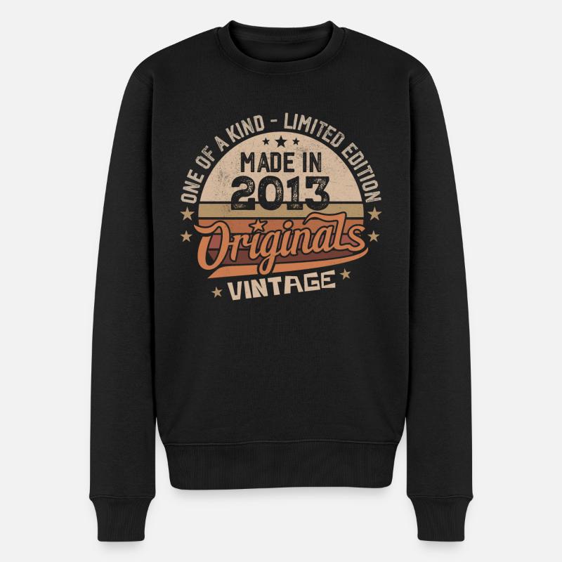 2013 Jahrgang Geboren 2013 Vintage Jubiläumsgeschenk - Männer Premium Bio Pullover - Schwarz
