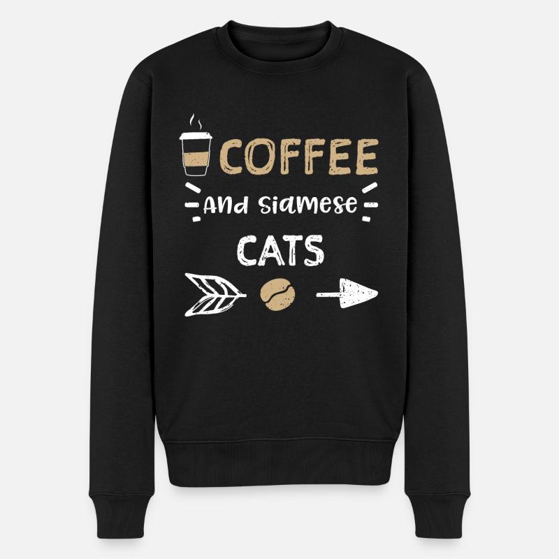 Coffee And Siamese Cats - Coffee - Männer Premium Bio Pullover - Schwarz
