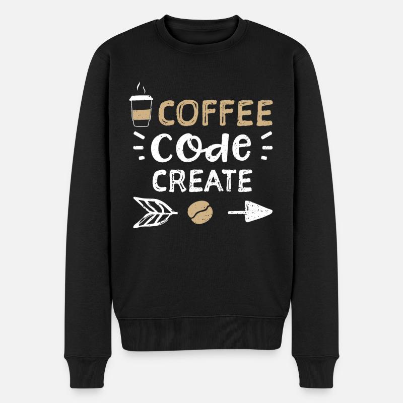 Coffee Code Create - Coffee - Men's Premium Organic Jumper - black