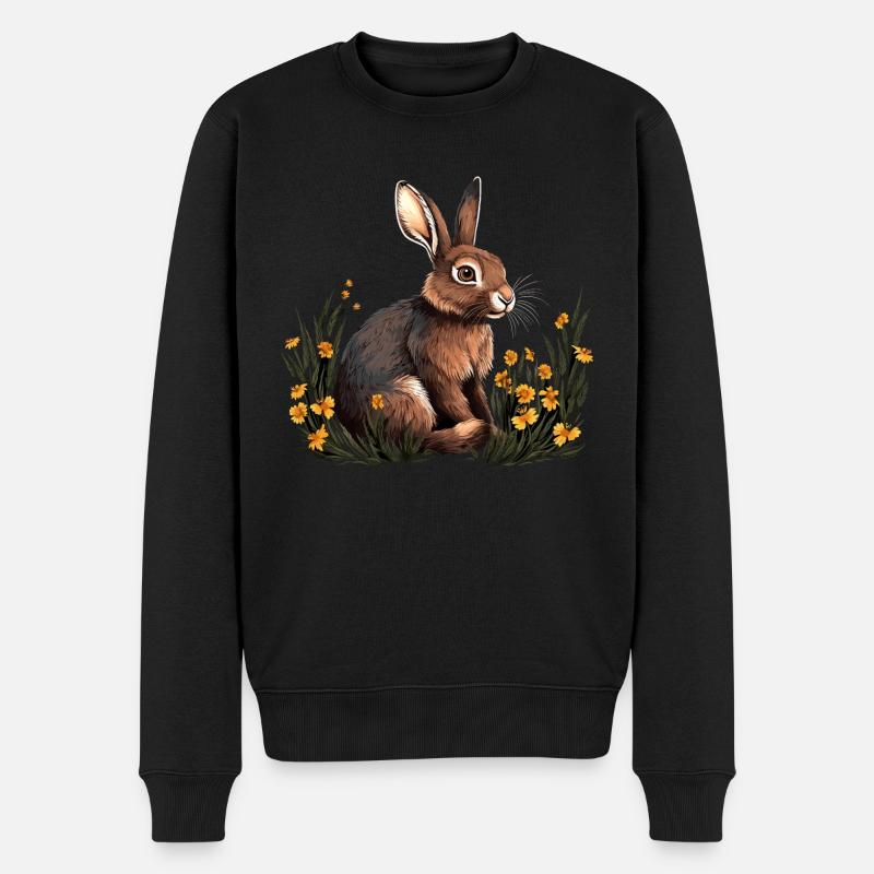 Hase Kaninchen - Männer Premium Bio Pullover - Schwarz