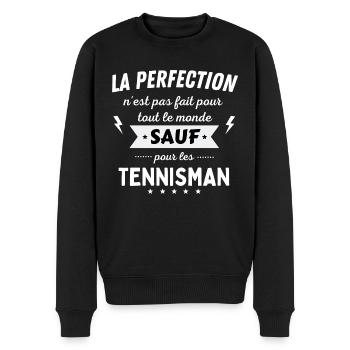 La perfection n'est pas fait sauf pour tennisman - Pull Premium bio Homme - noir - Devant - Nico (187cm)
