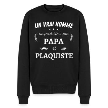 Un vrai homme n est que papa et plaquiste - Pull Premium bio Homme - noir - Devant - Nico (187cm)