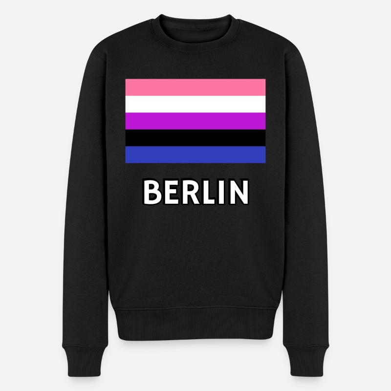 Genderfluid Pride Flagge Berlin - Männer Premium Bio Pullover - Schwarz