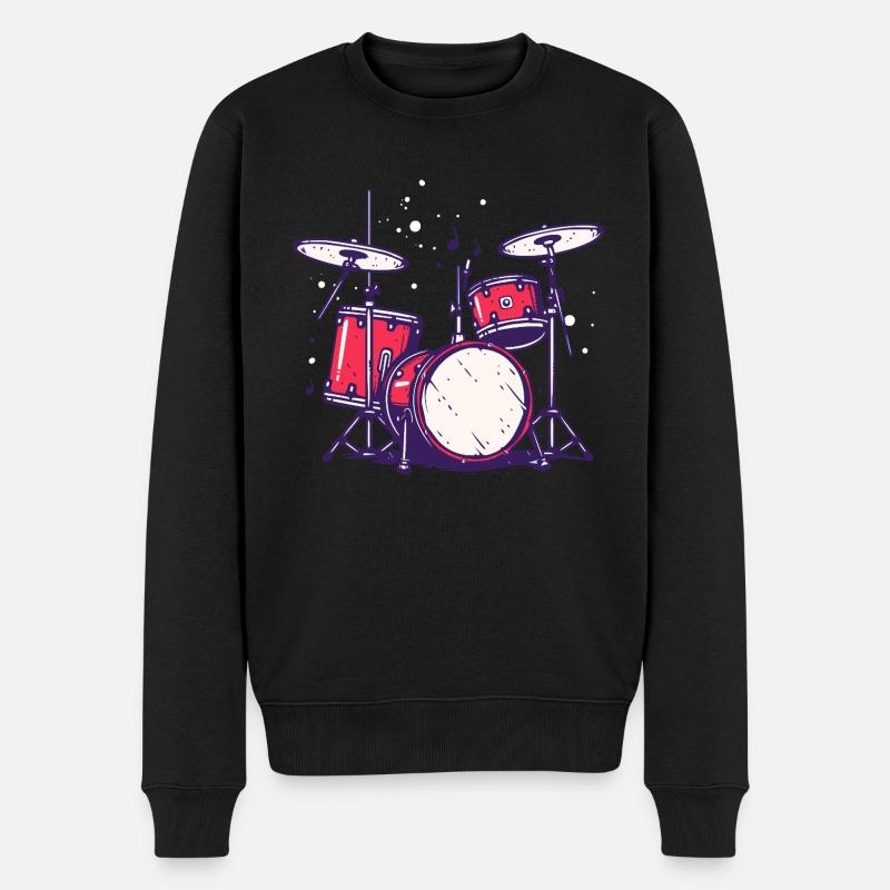 Schlagzeug Vaporwave - Männer Premium Bio Pullover - Schwarz
