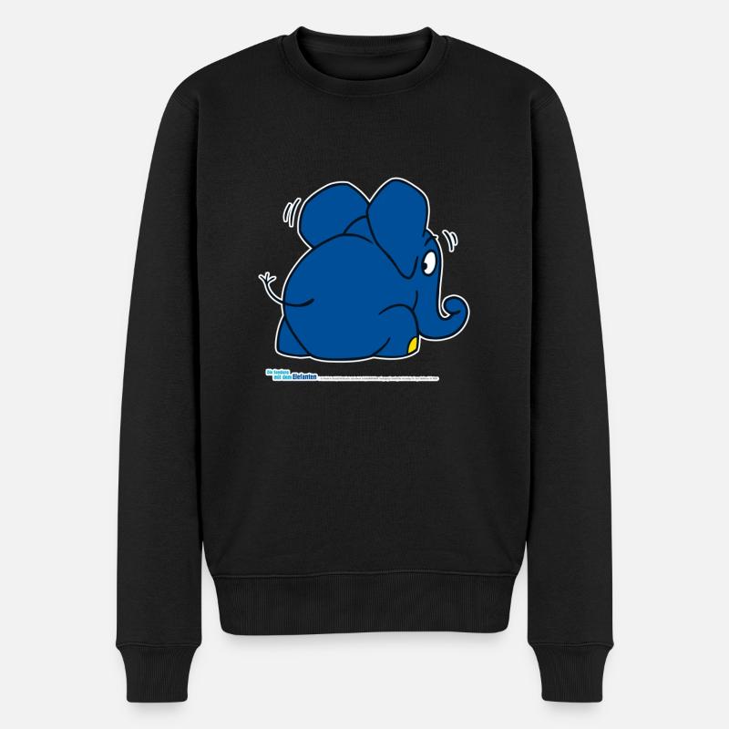 Elefanten gemmer sig - Økologisk premium-sweatshirt til mænd - sort