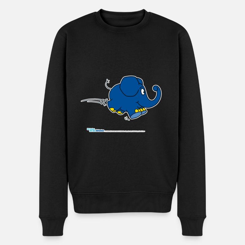 Der Elefant - hüpfend - Männer Premium Bio Pullover - Schwarz